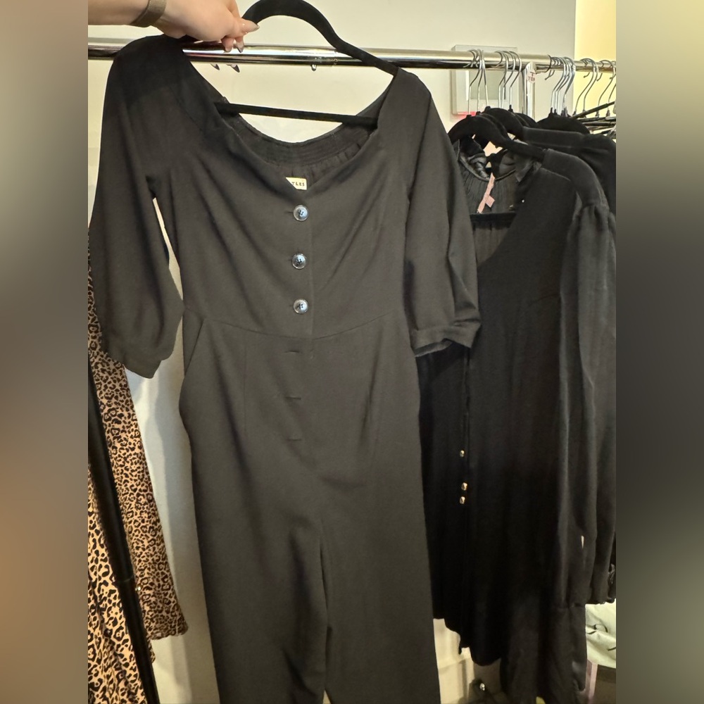 Whistles Black Button-Front jump suit